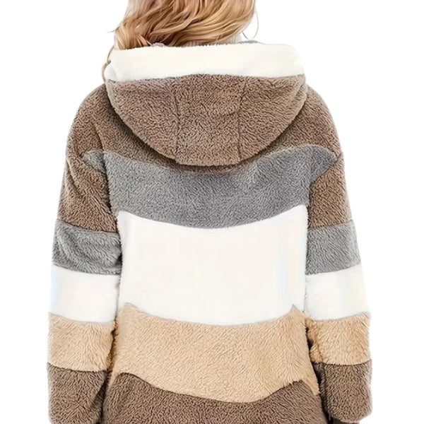 Cozy hooded coat with fleece charm